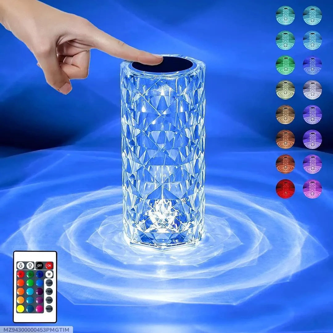 ✨ 3D Crystal RGB Water Ripple LED Table Lamp – Remote Controlled Ambient Night Light