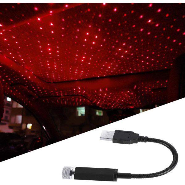 360° Adjustable Car Roof Projection Light – Red Star USB LED Ambient Galaxy Light