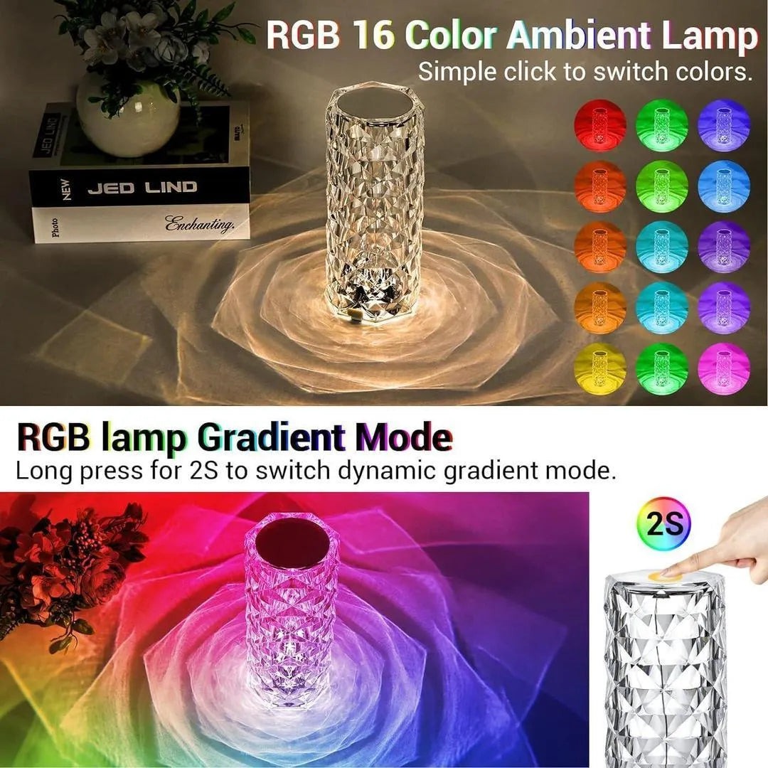 ✨ 3D Crystal RGB Water Ripple LED Table Lamp – Remote Controlled Ambient Night Light