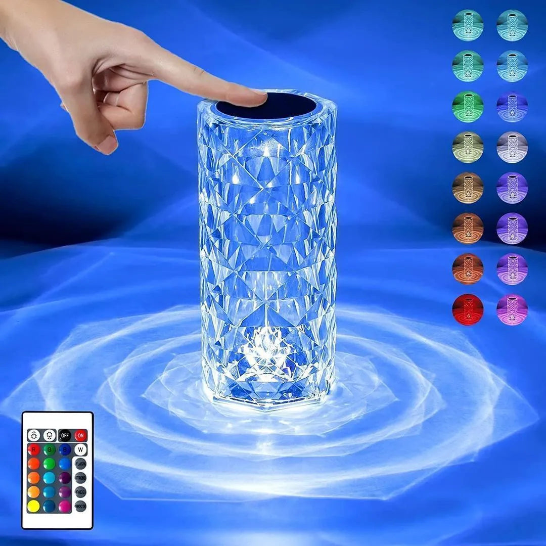 ✨ 3D Crystal RGB Water Ripple LED Table Lamp – Remote Controlled Ambient Night Light